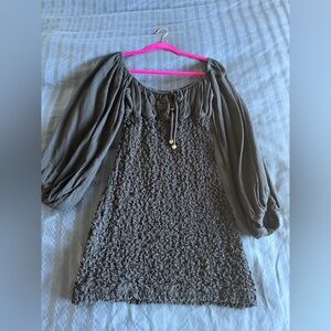 Free People Black Smocked Dress